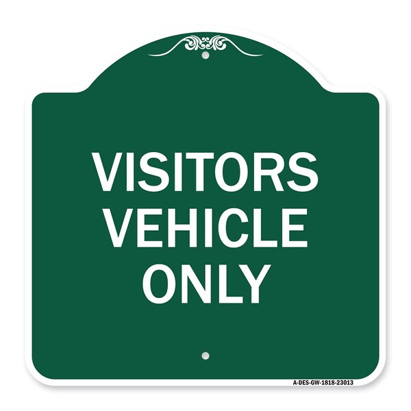 Signmission Reserved Parking Sign Visitor Vehicles Only, Green & White Aluminum Sign, 18" x 18", GW-1818-23013 A-DES-GW-1818-23013 - main